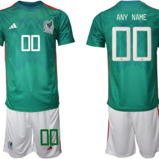 Men's Mexico Custom Green Home Soccer Jersey Suit