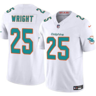 Men's Miami Dolphins #25 Jaylen Wright White 2024 F.U.S.E Vapor Limited Stitched Football Jersey