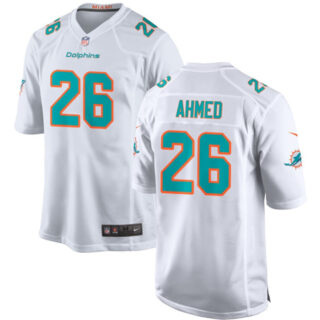 Men's Miami Dolphins #26 Salvon Ahmed White Stitched Game Football Jersey