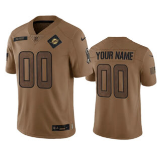 Men's Miami Dolphins Active Player Custom 2023 Brown Salute To Setvice Limited Stitched Football Jersey