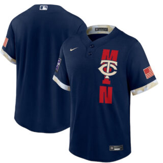 Men's Minnesota Twins Blank 2021 Navy All-Star Cool Base Stitched MLB Jersey