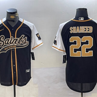 Men's New Orleans Saints #22 Rashid Shaheed Black White 1987 Legacy Cool Base Stitched Baseball Jersey