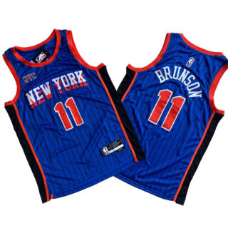 Men's New Yok Knicks #11 Jalen Brunson Blue City Edition Stitched Basketball Jersey