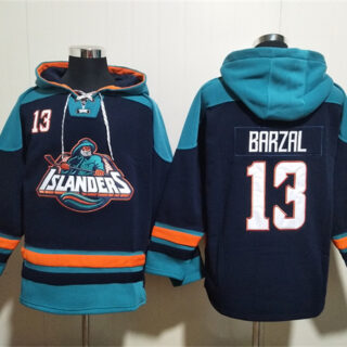 Men's New York Islanders #13 Mathew Barzal Black Ageless Must-Have Lace-Up Pullover Hoodie