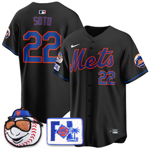 Men's New York Mets 2025 Spring Training Jersey All Stitched Black Juan Soto #22