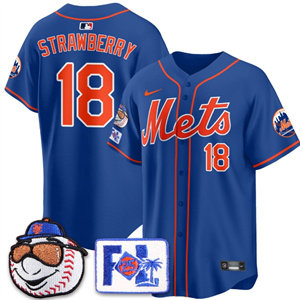 Men's New York Mets 2025 Spring Training Jersey All Stitched Royal Darryl Strawberry #18