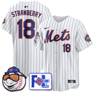 Men's New York Mets 2025 Spring Training Jersey All Stitched White Darryl Strawberry #18