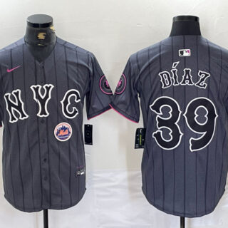 Men's New York Mets #39 Edwin Diaz Graphite 2024 City Connect Limited Stitched Baseball Jersey