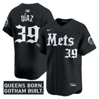Men's New York Mets 'Gotham Gothic Edition' Vapor Premier Limited Jersey All Stitched Edwin Diaz