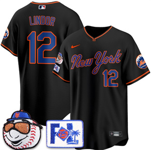 Men's New York Mets Blue Road 2025 Spring Training Jersey All Stitched Francisco Lindor #12