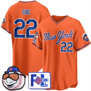 Men's New York Mets Blue Road 2025 Spring Training Jersey All Stitched Orange Jose Siri #22
