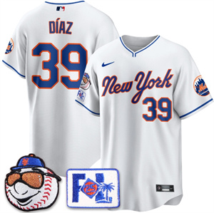 Men's New York Mets Blue Road 2025 Spring Training Jersey All Stitched White Edwin Diaz #39