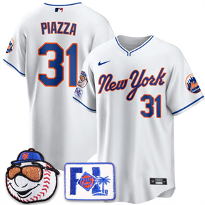 Men's New York Mets Blue Road 2025 Spring Training Jersey All Stitched White Mike Piazza #31