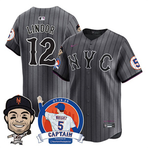 Men's New York Mets #12 Francisco Lindor David Wright Mets Legend Jersey V2 All Stitched