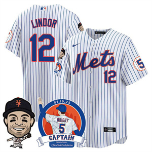 Men's New York Mets #12 Francisco Lindor David Wright Mets Legend Jersey V2 All Stitched