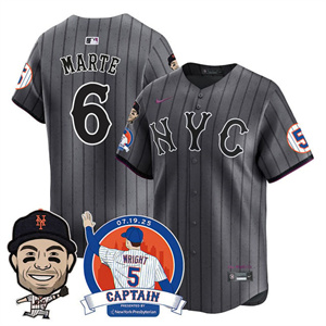 Men's New York Mets #6 Starling Marte David Wright Mets Legend Jersey V2 All Stitched