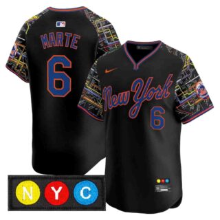 Men's New York Mets Subway Style Vapor Premier Limited Jersey Stitched Starling Marte #6