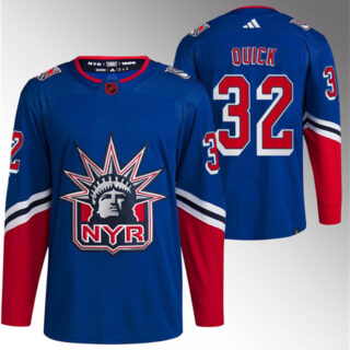 Men's New York Rangers #32 Jonathan Quick Blue Reverse Retro Stitched Jersey