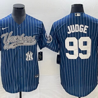 Men's New York Yankees #99 Aaron Judge Navy With Patch Cool Base Stitched Baseball Jersey