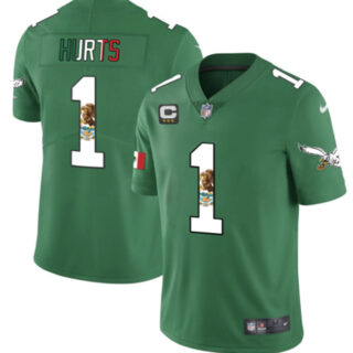 Men's Philadelphia Eagles #1 Jalen Hurts Green Mexico Vapor Untouchable Limited Stitched Football Jersey