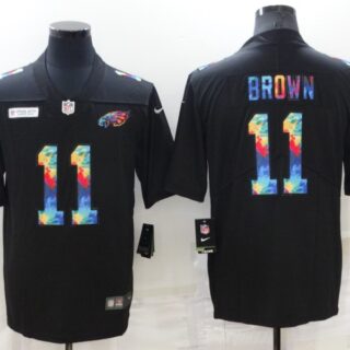 Men's Philadelphia Eagles #11 A. J. Brown Black Crucial Catch Limited Stitched Jersey