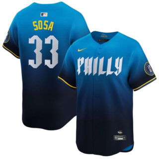 Men's Philadelphia Phillies #33 Edmundo Sosa Blue 2024 City Connect Limited Stitched Jersey