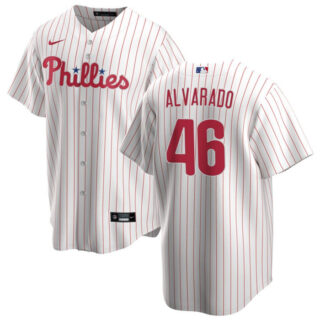 Men's Philadelphia Phillies #46 JoseAlvarado White Cool Base Stitched Baseball Jersey