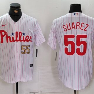 Men's Philadelphia Phillies #55 Ranger Suarez White Cool Base Stitched Jerseys