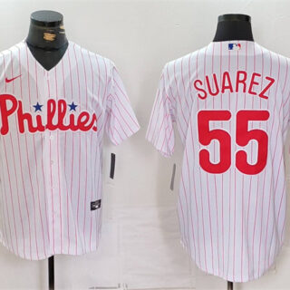 Men's Philadelphia Phillies #55 Ranger Suarez White Cool Base Stitched Jersey