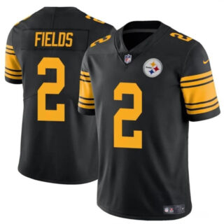 Men's Pittsburgh Steelers #2 Justin Fields Black Color Rush Vapor Limited Stitched Jersey