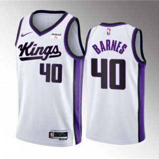 Men's Sacramento Kings #40 Harrison Barnes White 2023 24 Association Edition Swingman Stitched Basketball Jersey