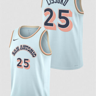 Men's San Antonio Spurs #25 Sidy Cissoko Light Blue 2024 25 City Edition Stitched Basketball Jersey