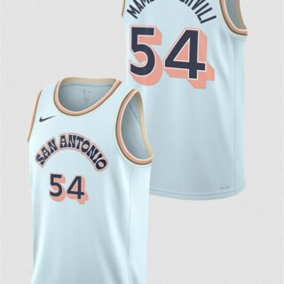 Men's San Antonio Spurs #54 Sandro Mamukelashvili Light Blue 2024 25 City Edition Stitched Basketball Jersey