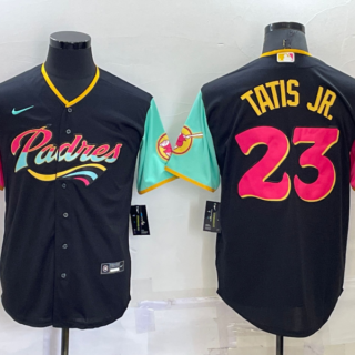 Men's San Diego Padres #23 Fernando Tatis Jr. 2022 Black City Connect Cool Base Stitched Jersey