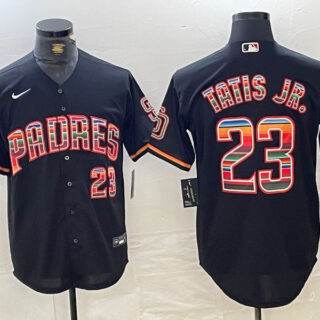 Men's San Diego Padres #23 Fernando Tatis Jr. Mexico Black Cool Base Stitched Baseball jerseys