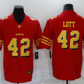 Men's San Francisco 49ers #42 Ronnie Lott Red Gold 2021 Vapor Untouchable Stitched NFL Nike Limited Jersey