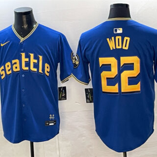Men's Seattle Mariners #22 Bryan Woo Royal 2025 Limited Stitched jersey