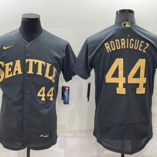 Men's Seattle Mariners #44 Julio Rodriguez 2022 All-Star Charcoal Flex Base Stitched Jersey