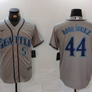 Men's Seattle Mariners #44 Julio Rodriguez Grey Cool Base Stitched Jerseys