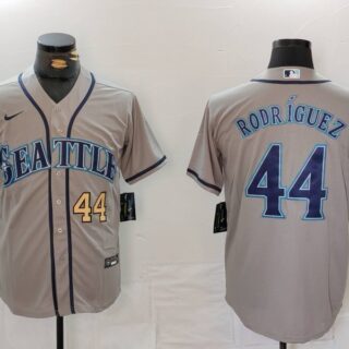 Men's Seattle Mariners #44 Julio Rodriguez Grey Cool Base Stitched Jerseys