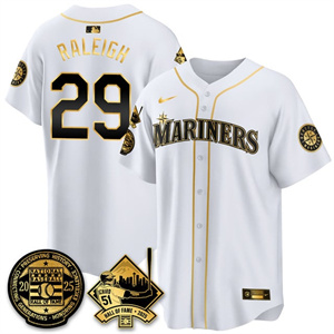 Men's Seattle Mariners #29 Cal Raleigh Ichiro Number Retirement Jersey V2 All Stitched