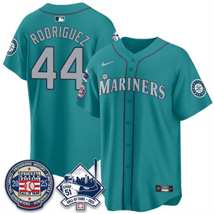 Men's Seattle Mariners #44 Julio Rodriguez Ichiro Number Retirement Jersey V2 All Stitched