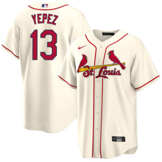Men's St. Louis Cardinals #13 Juan Yepez Cream Cool Base Stitched Jersey