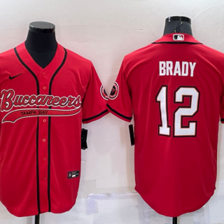 Men's Tampa Bay Buccaneers #12 Tom Brady Red Cool Base Stitched Baseball Jersey