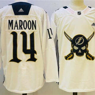 Men's Tampa Bay Lightning #14 Pat Maroon White Stitched Jersey