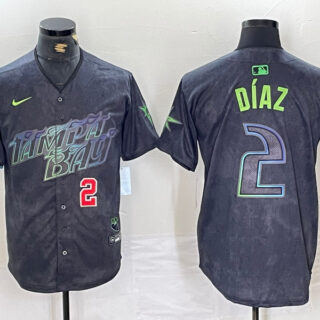 Men's Tampa Bay Rays #2 Yandy Diaz Charcoal 2024 City Connect Limited Stitched Baseball Jersey
