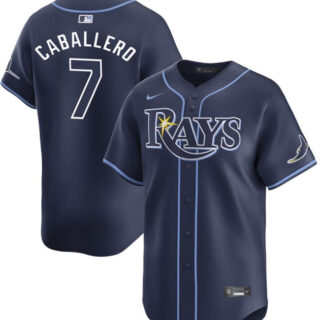 Men's Tampa Bay Rays #7 JoseCaballero Navy 2024 Away Limited Stitched Baseball Jersey
