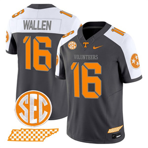 Men's Tennessee Volunteers #16 Morgan Wallen 2025 'Smokey Grey Series' Vapor Limited Jersey V2 All Stitched