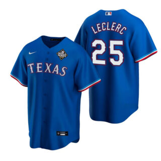 Men's Texas Rangers #25 JoseLeclerc Royal 2023 World Series Stitched Baseball Jersey