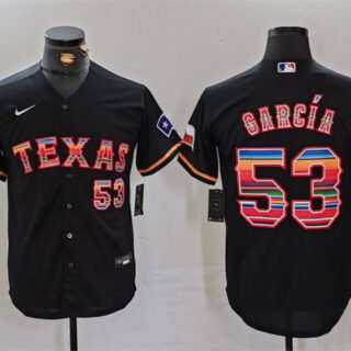 Men's Texas Rangers #53 Adolis Garcia Black Mexico Cool Base Stitched Baseball Jersey
